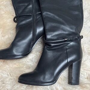 Chic Black Leather Heeled Boots for Women